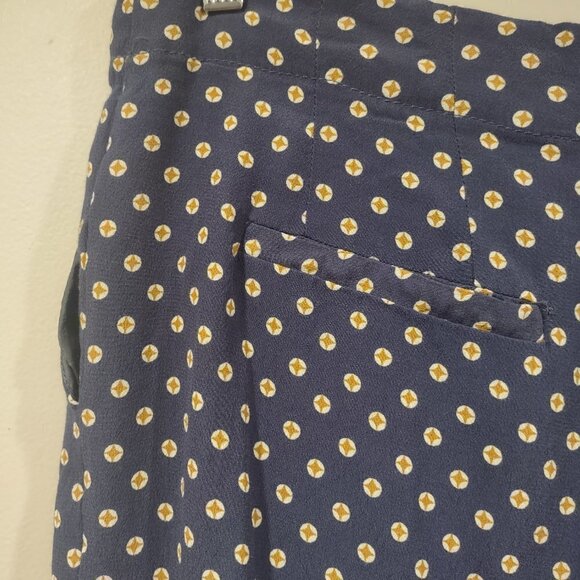 Anthropologie Women's Cropped Wide Leg Trouser Blue/Yellow Dot Size 10 - Picture 6 of 8
